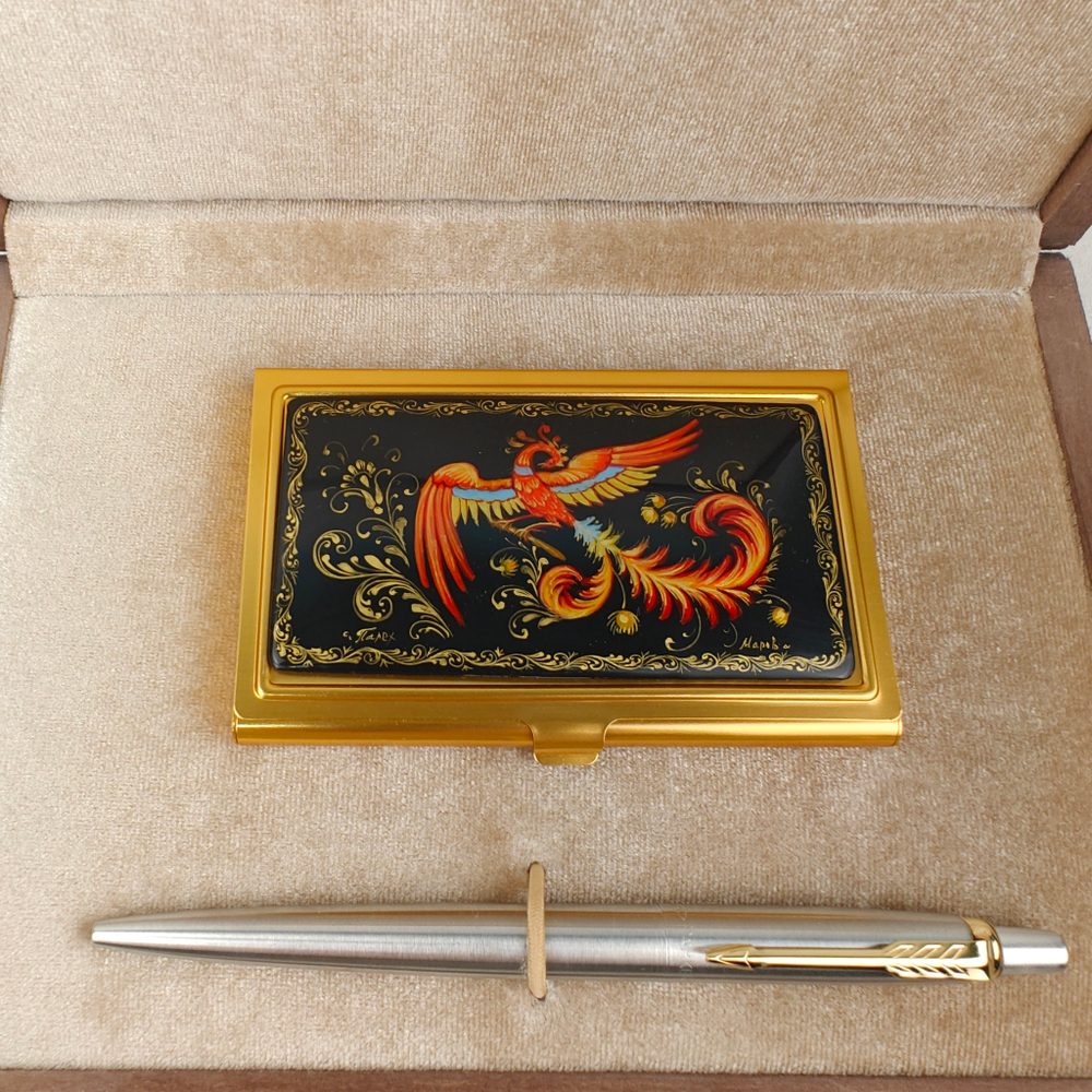 Набор подарочный "Жар-птица" gold с ручной росписью в футляре