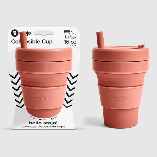 Стакан складной силиконовый Stojo Biggie Nutmeg, 16 oz / 470 мл