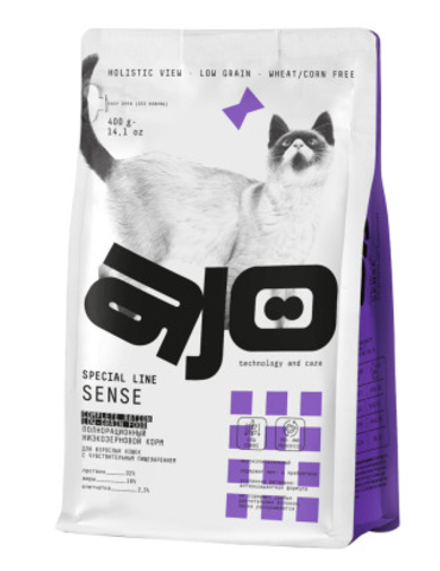 AJO Cat Sense с олениной для кошек с чувствительным пищеварением 400г