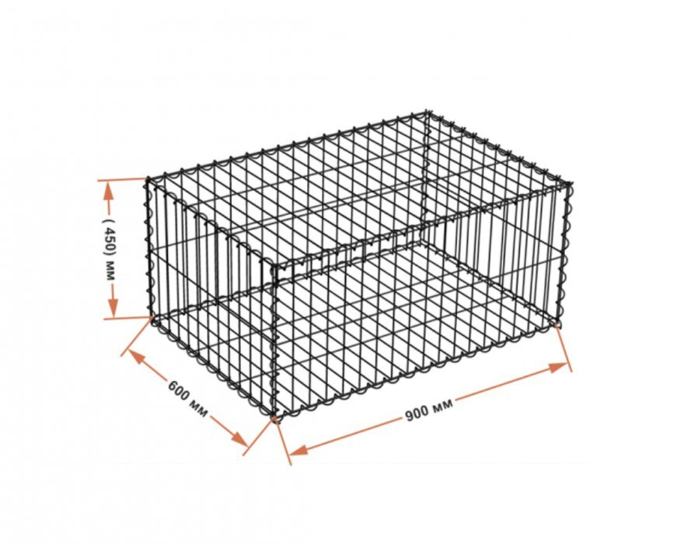 Габион сварной Параллелепипед, 45х60х90 см, ячейка 5х15 см