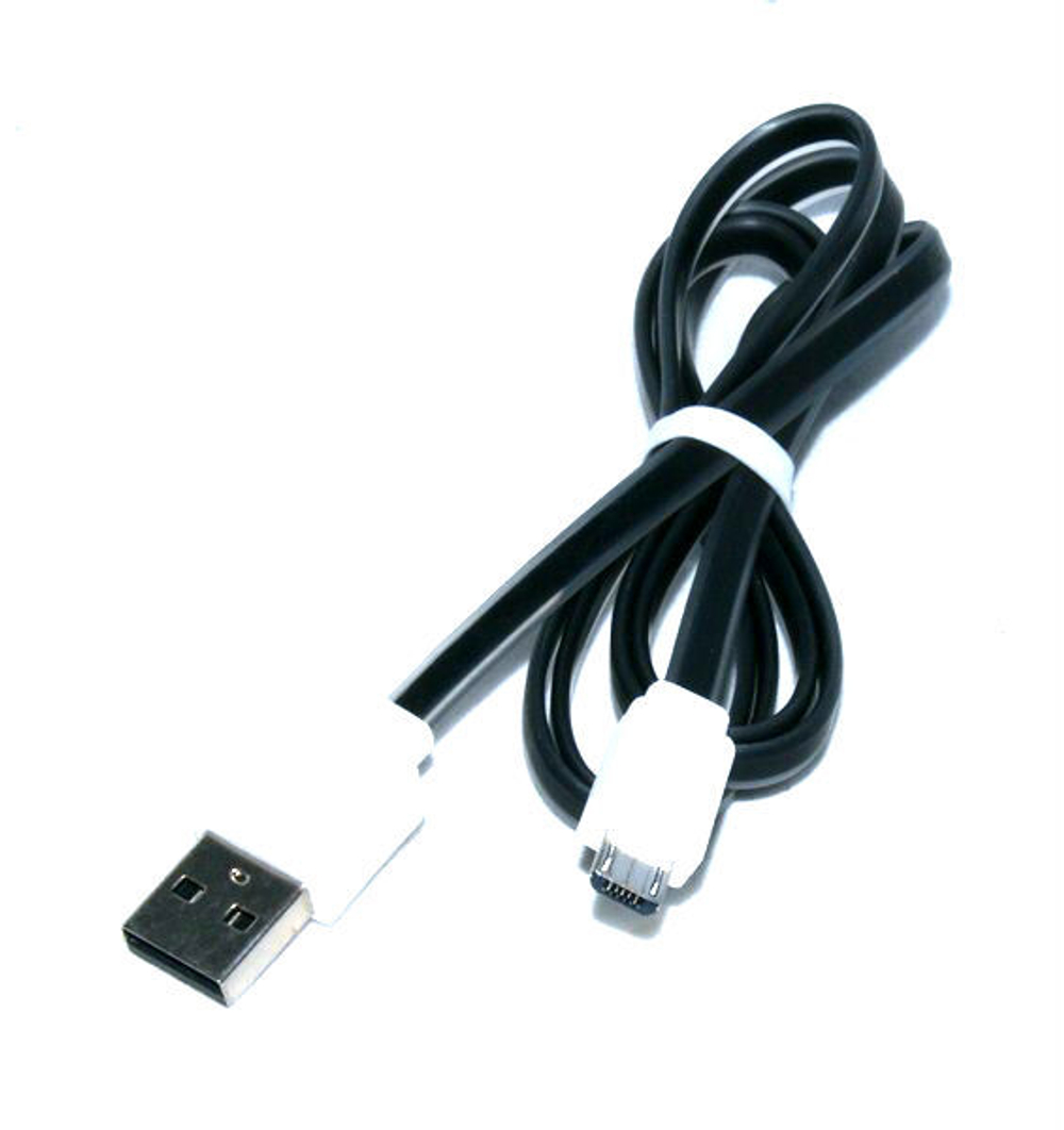 Кабель USB - Micro плоский (прозрачный/черный) 2м