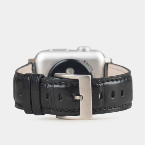 Ремешок для Apple Watch 44/45/46 mm из кожи аллигатора, черного цвета