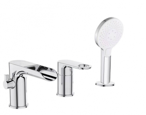 043533 Смеситель на борт ванны, водопад (3 отв.) ViEiR (8/1шт)