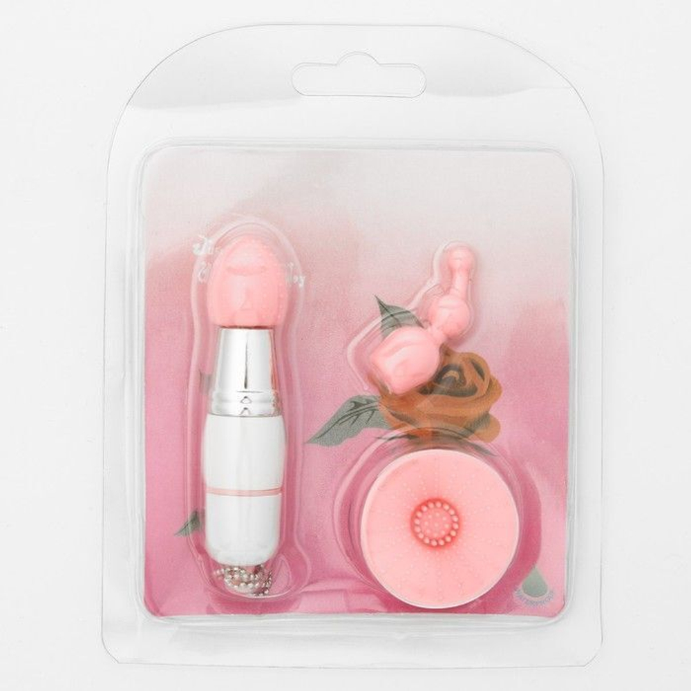 Белый вибратор-брелок с 3 сменными насадками (Цвет: белый)