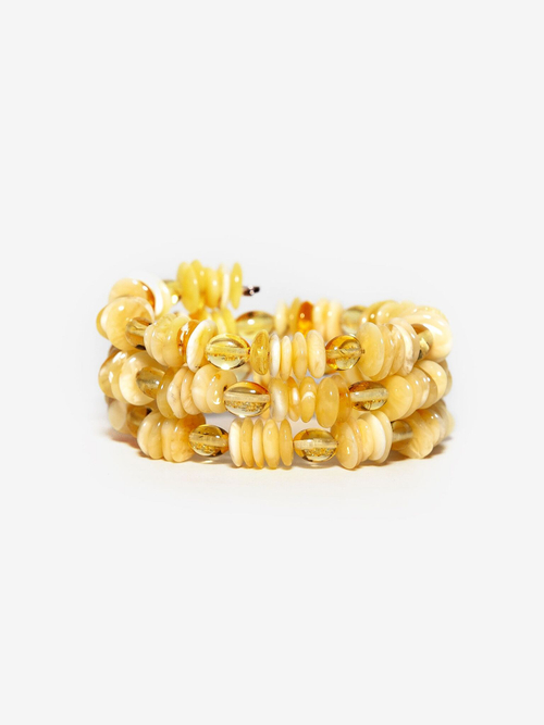 Браслет из цельного янтаря на гибкой проволоке. Калининградский натуральный янтарь