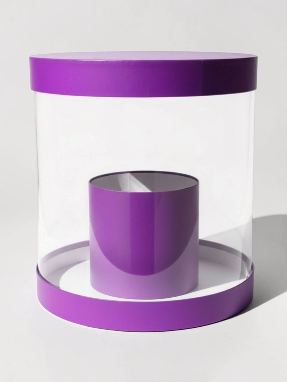 Плотная коробка-аквариум для торта с прозрачными стенками Цвет :Фиолетовый.
