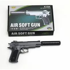 Пистолет  металлический с глушителем  K33A Air soft Gun K-33A