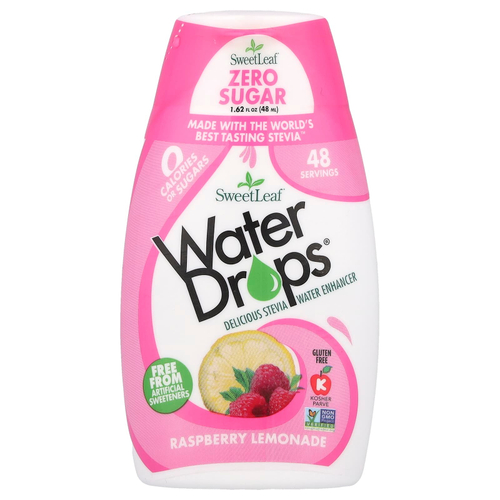 SweetLeaf Stevia, Water Drops®, вкусная стевия, усилитель воды, малиновый лимонад, 48 мл (1,62 жидк. Унции)