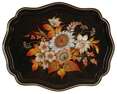 Жостовский поднос декоративный, размер 45х36 см (A20), металлический