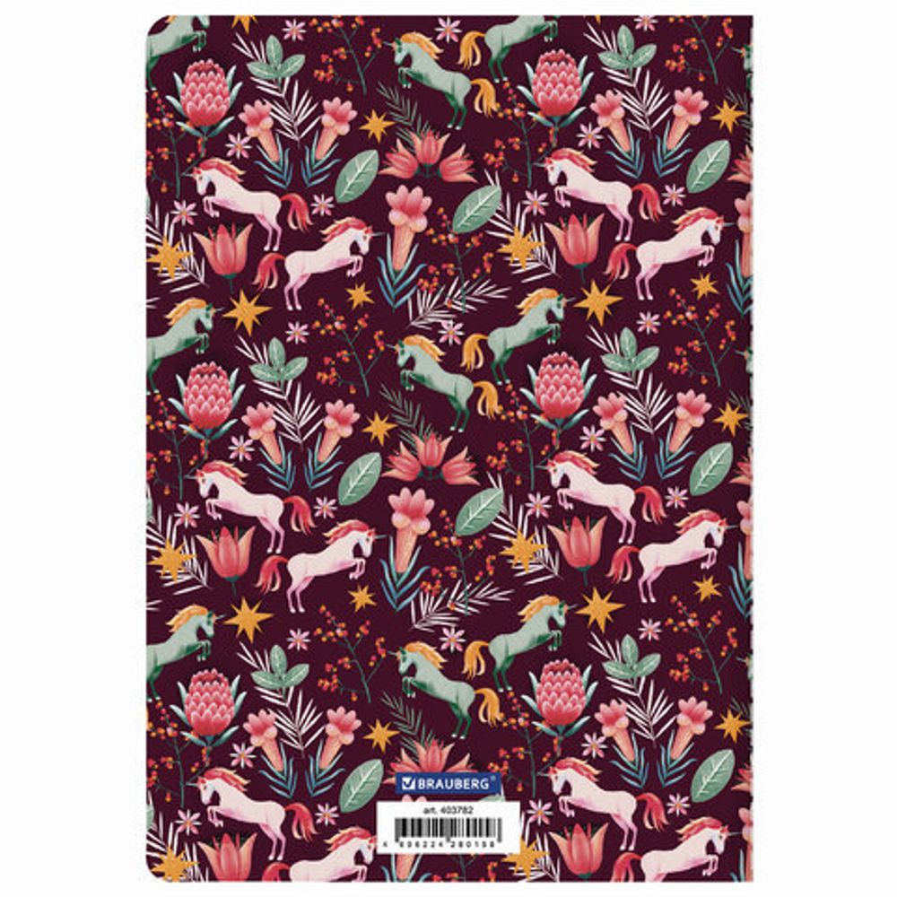 Тетрадь 40 л. в клетку обложка SoftTouch, бежевая бумага 70 г/м2, сшивка, А5 (147х210 мм), ЕДИНОРОГИ, BRAUBERG, 403782