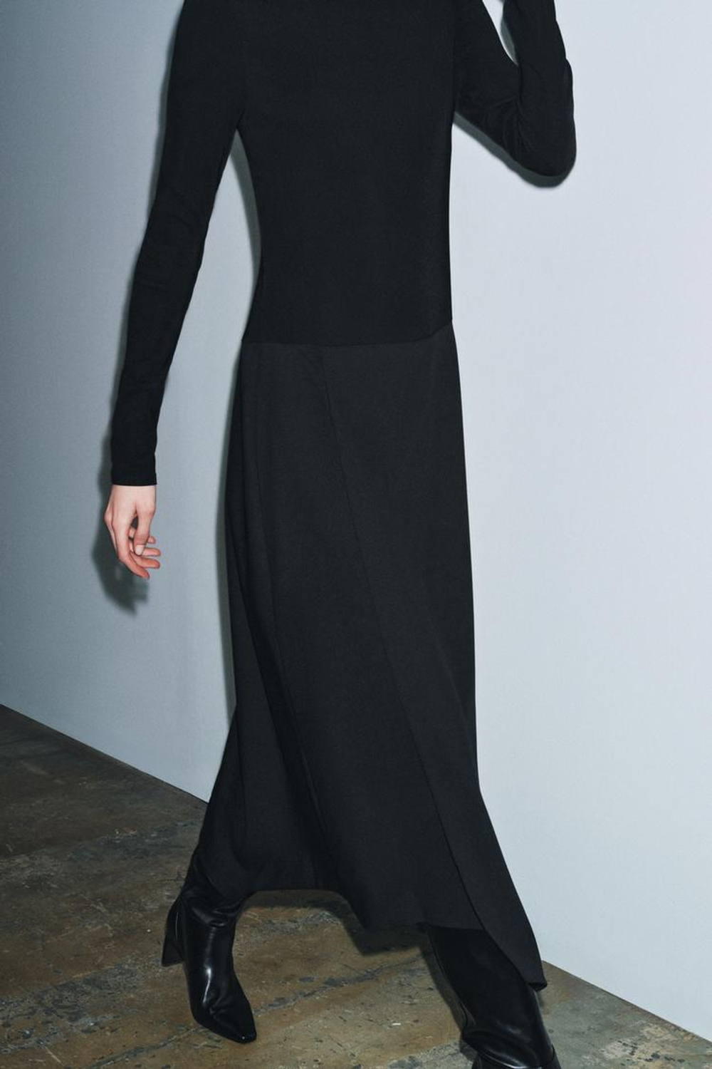 ZARA КОМБИНИРОВАННОЕ ПЛАТЬЕ — ZW COLLECTION, ЧЕРНЫЙ