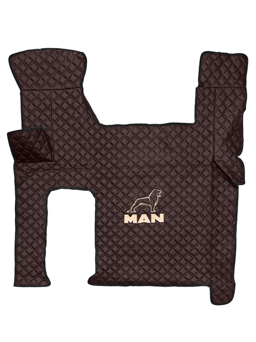 Ковры MAN TGX с 2-мя ящиками (автомат) (экокожа, коричневый, черный кант, бежевая вышивка)