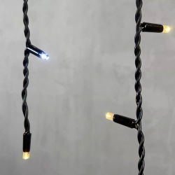 Светодиодная бахрома с колпачком 3,2*0,9 м., 168 теплых белых LED ламп, мерцание, каучуковый черный провод, LTC (LL168BLW-1-2WW)
