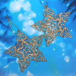 Подвески в блестках «Звездочки кружевные» 10 см (набор 2шт), шампань