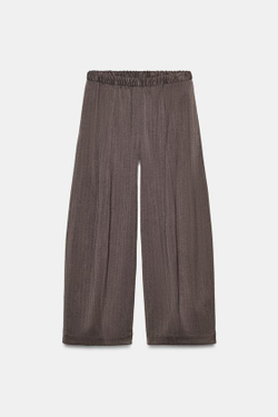 ZARA БРЮКИ WIDE LEG — ZW COLLECTION, КОРИЧНЕВЫЙ