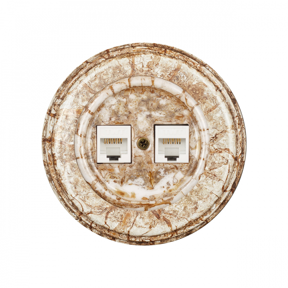 Розетка RJ45 информационная двойная, керамика, цвет мрамор B1-302-09