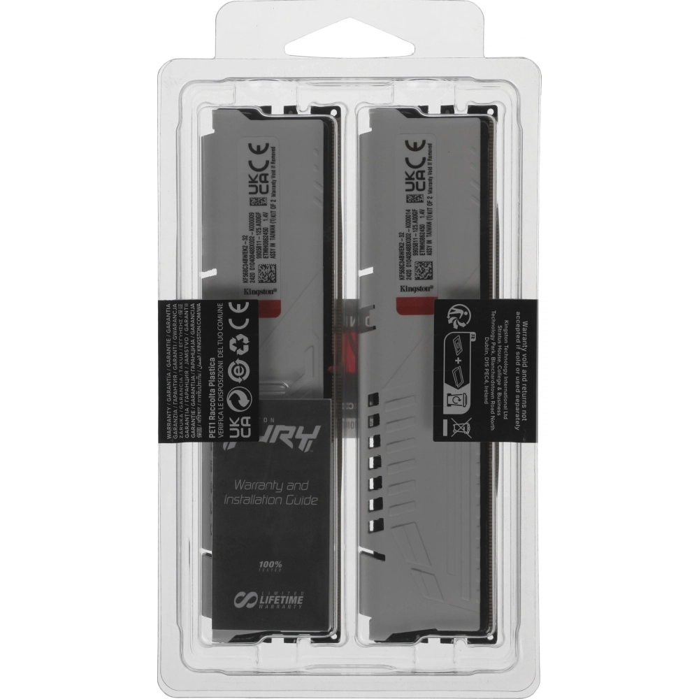 Память оперативная Kingston DDR5 2x16GB 6800MHz Fury Beast RTL Gaming (KF568C34BWEK2-32)