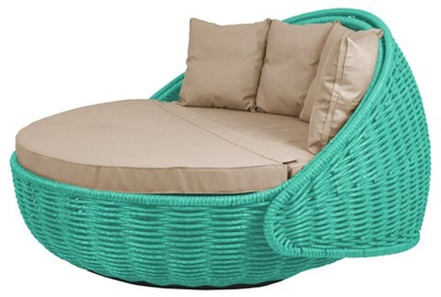 Круглый шезлонг Диван-кровать Nestbed (бирюзовый, подушка светло-серая)