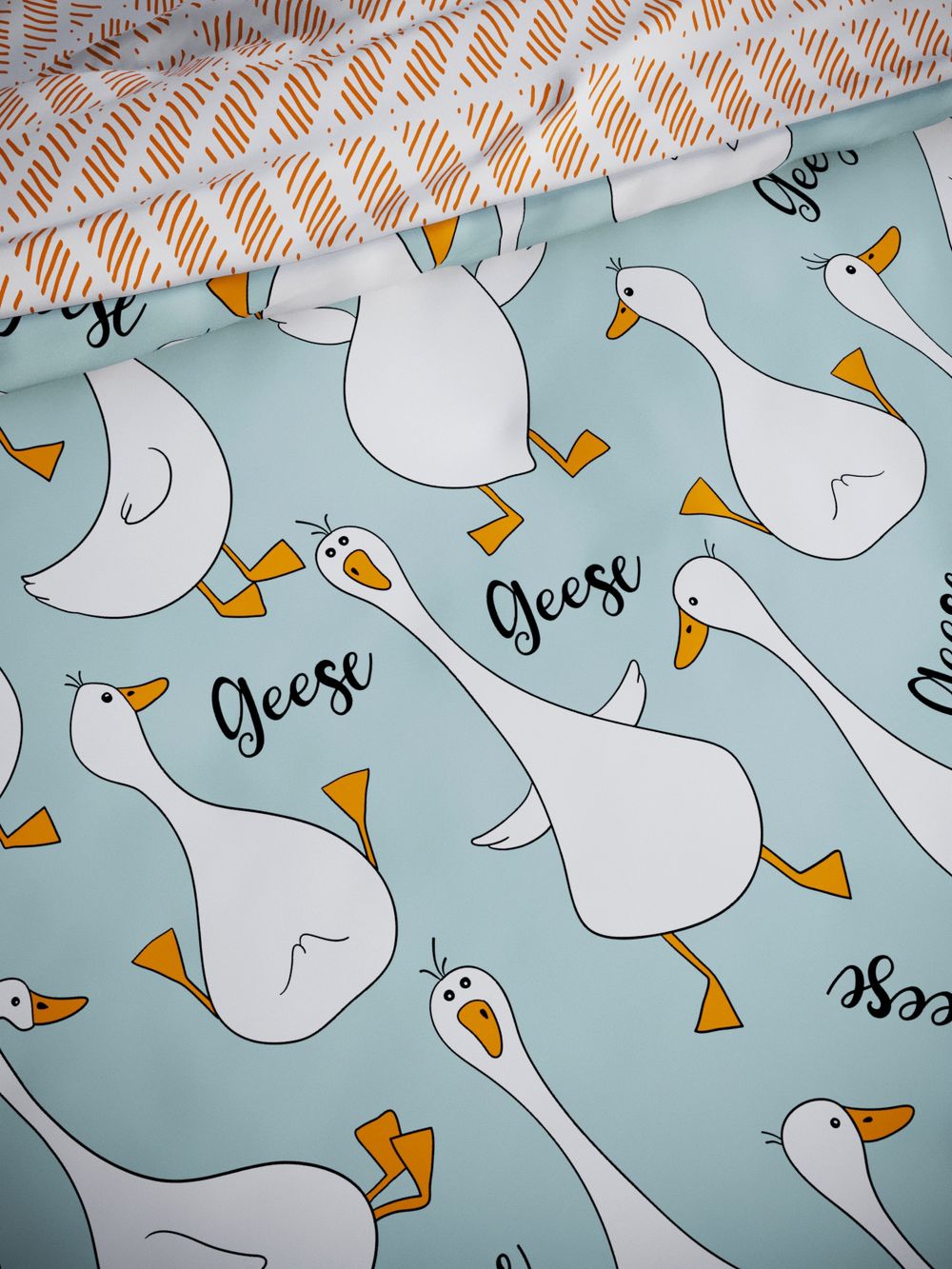 Пододеяльник поплин Сказка "Гусь обнимусь на мятном/Гусь обнимусь (компаньон)" 1,5-спальный на молнии 145x205 см