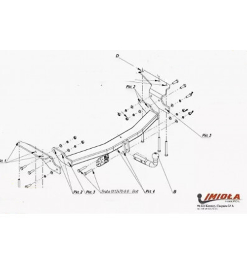Фаркоп IMIOLA S.051 Ssang Yong Kyron 2005-, Ssang Yong Rexton 2002-(паспорт и сертификат в комплекте)(без электрики)
