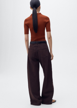 Джемпер в рубчик с воротником поло