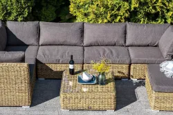 "Лунго" трансформирующийся диван из искусственного ротанга (гиацинт), цвет соломенный