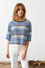 23022 Джемпер женский (бирюзовый мультиколор)