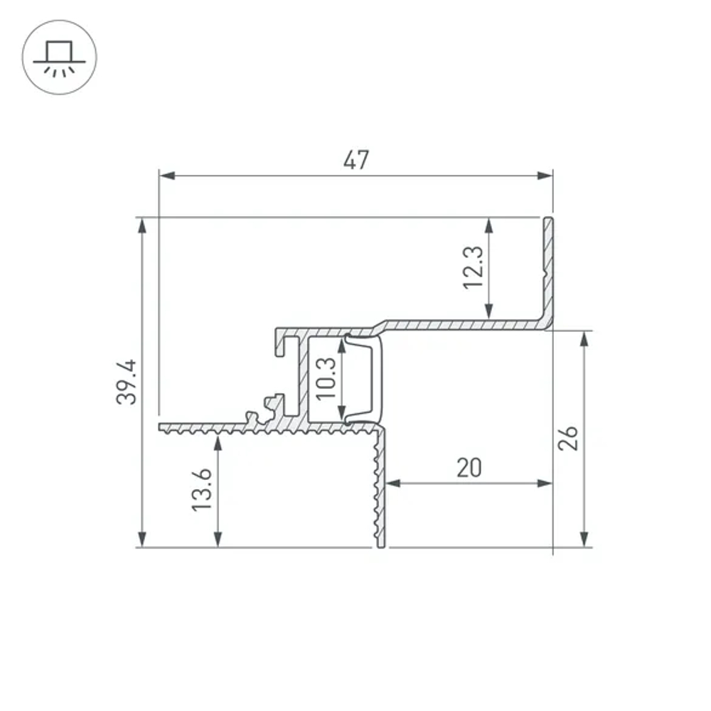 Профиль СEIL-S12-SHADOW-20-SIDE-3000 WHITE (Arlight, Алюминий) 052241