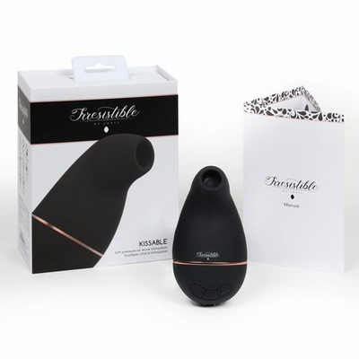 Черный клиторальный вакуум-волновой массажер Irresistible Kissable (Цвет: черный)