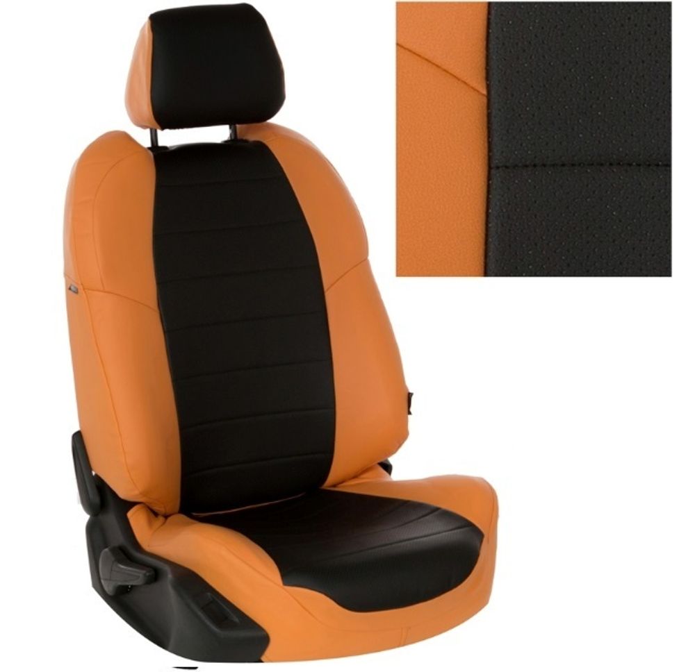 Чехлы &quot;Автопилот&quot; Экокожа Классика (оранжевый + черный) Lada Vesta