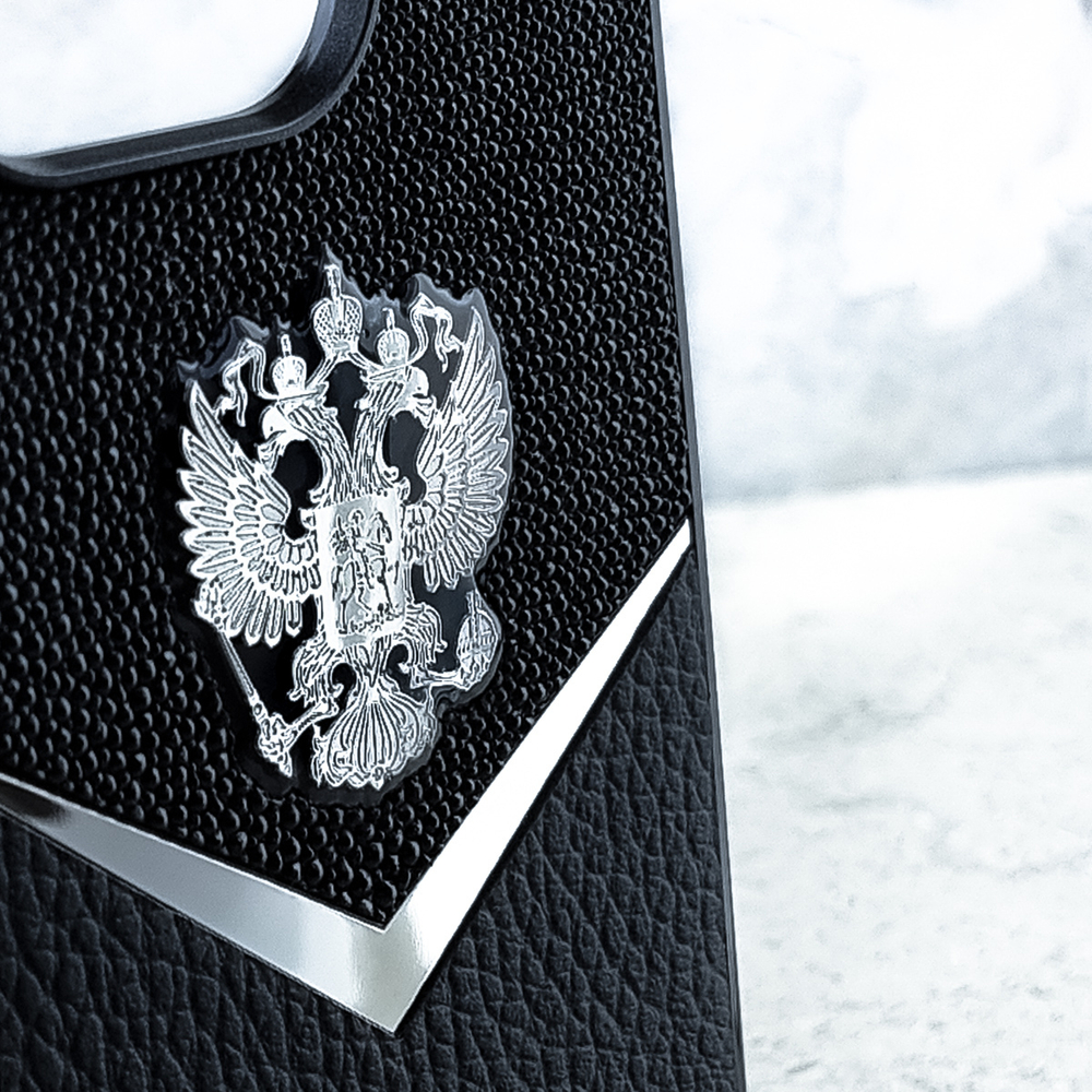 Премиум чехол iphone с гербом России купить - Euphoria HM Premium - натуральная кожа, ювелирный сплав