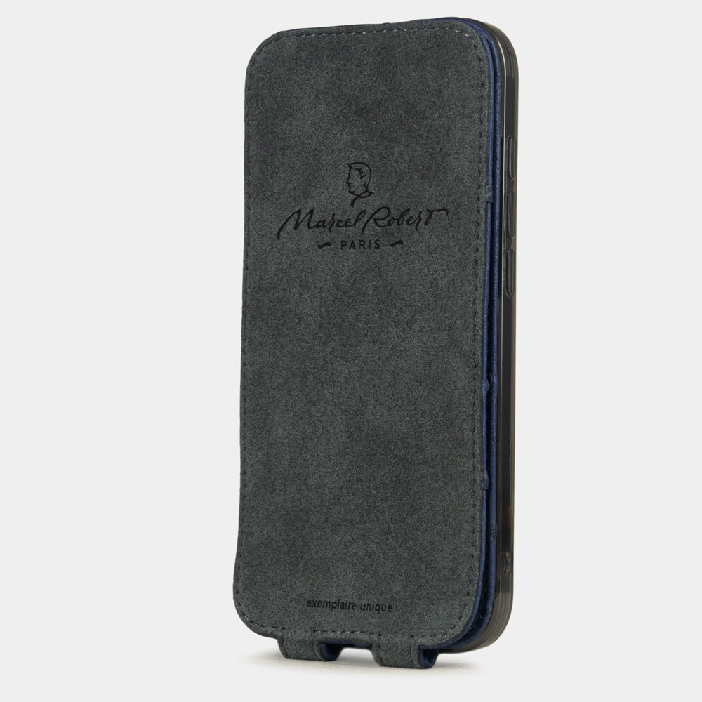 Чехол для iPhone 17 Air из кожи страуса, синего цвета