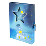 Блокнот в футляре, 14,5 см * 20,5 см, 7БЦ, Alingar, ламинация, замочек, линия, 45 л., "Звезда в банке"