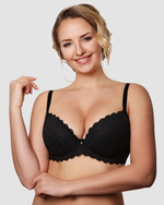 Кружевной пуш-ап бюстгальтер на каркасах с трехразрезной чашкой (Размер: 85E) (Цвет: белый)