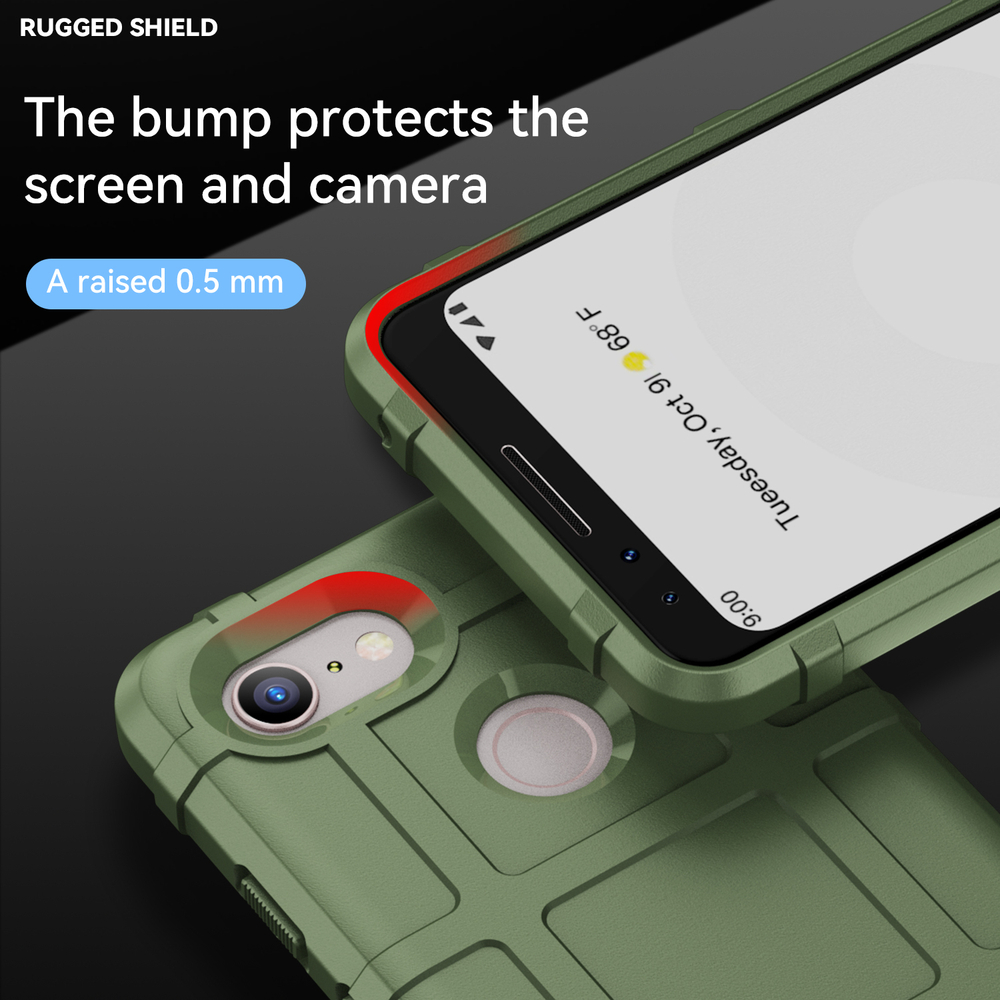 Противоударный чехол зеленого цвета на Google Pixel 3, мягкий отклик кнопок, серия Armor (максимальная защита) от Caseport