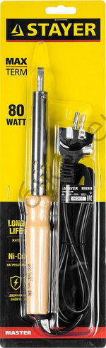 STAYER MAXTerm 80 Вт клин, Электропаяльник с деревянной рукояткой (55310-80)