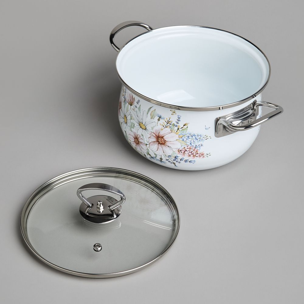 НАБОР КАСТРЮЛЬ AGNESS ЭМАЛИРОВАННЫХ СЕРИЯ "ДВОРЦОВЫЙ ПАРК", 6ПР. 2,0/2,8/3,6Л,18Х11/20Х12/22Х13СМ