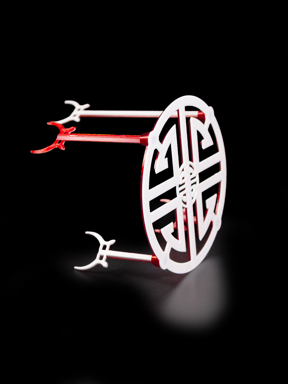 Подставка интерьерная для дракона и шарнирных фигурок, 3D печать, красно-белая