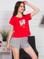 Домашний комплект с картинками на шортиках (Размер: M) (Цвет: красный с серым)