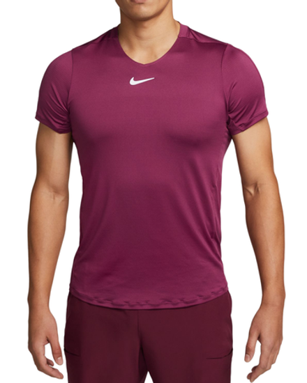 Мужская теннисная футболка Nike Court Dri-Fit Advantage Crew Top - rosewood/white