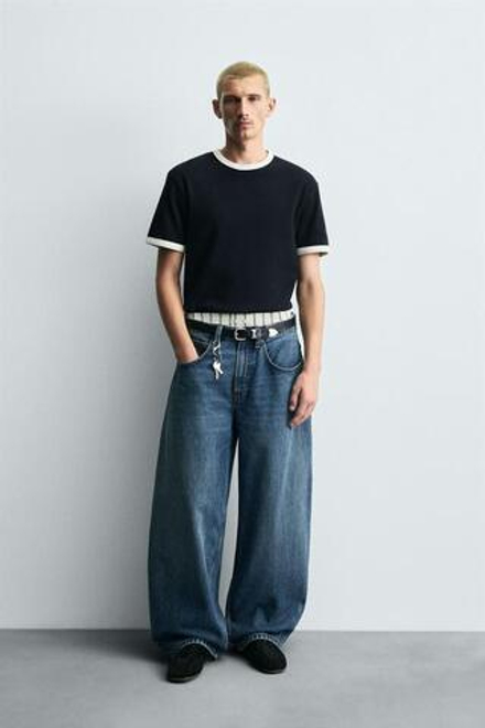 ZARA ДЖИНСЫ BALLOON FIT, СИНИЙ