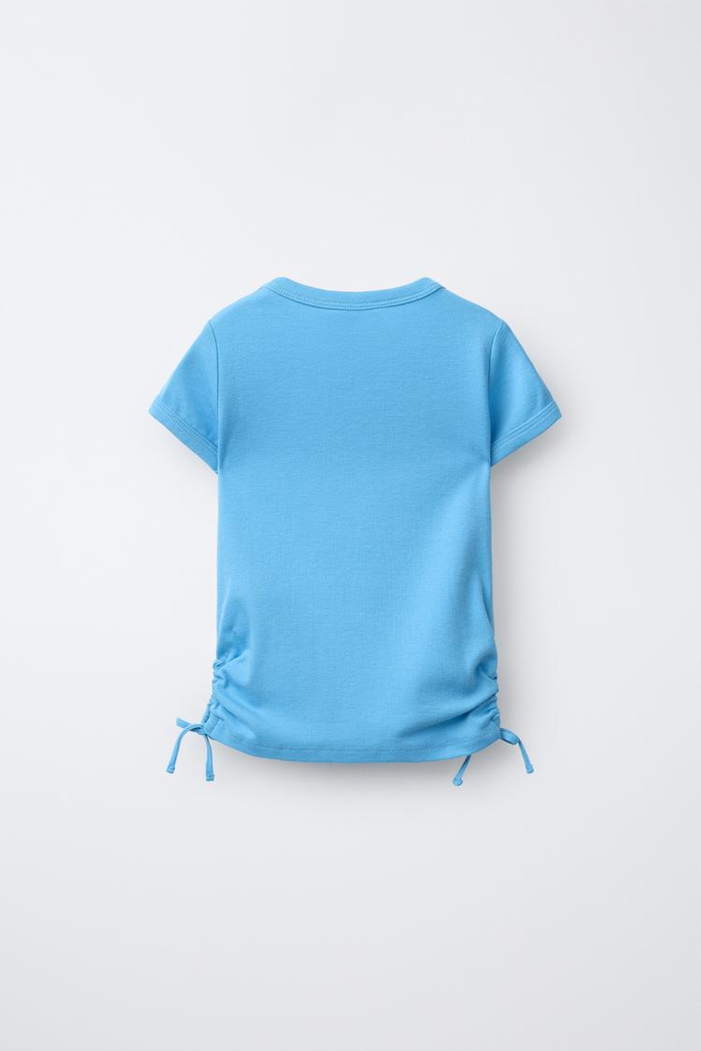 ZARA ФУТБОЛКА ИЗ МОДАЛА С ВЫРЕЗАМИ И БАНТАМИ, СИНИЙ