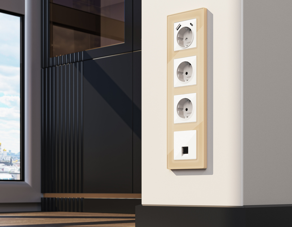 MA112010 Комплект механизма компьютерной розетки ALFA Белый глянец RJ-45(8P8C) CAT6 с шторкой QUANT (AP1120, VM188)