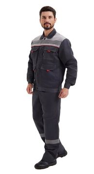 Костюм "Нова" (куртка+брюки) цв. т. серый/св. сер.