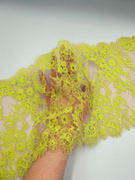 Кружево шантильи с ресничками загар/желтый К818 (23*298 см)