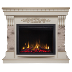 Электрокамин RealFlame Marseilles WT белый дуб с золотой патиной с очагом Saphir 25,5