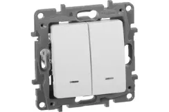 Выключатель Legrand Etika 2-клавишный с индикатором белый 25646