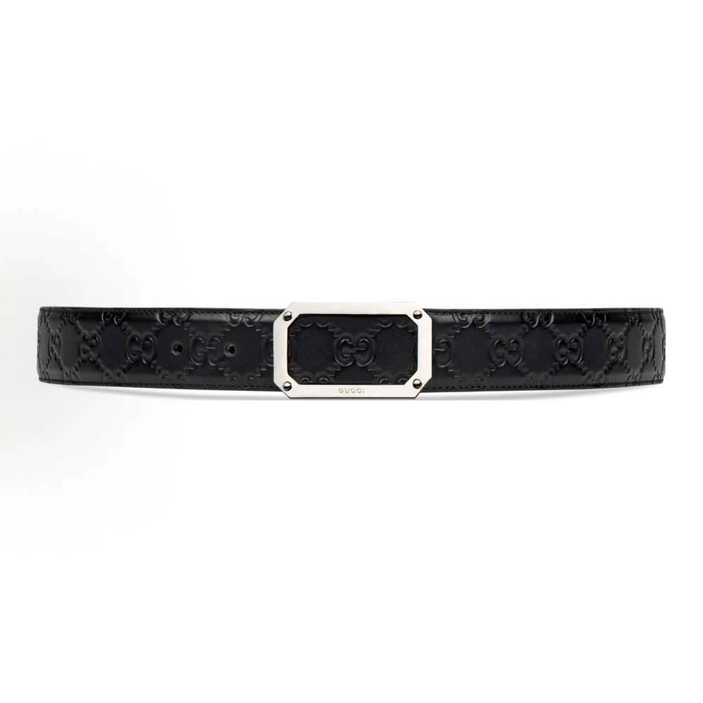 Кожаный ремень Gucci Black Signature Leather Belt