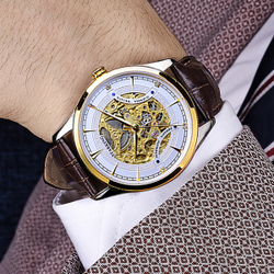 STARKING Automatic Mechanical Movement Stainless Steel Watchband Watch Men"s Watches Skeleton Dial