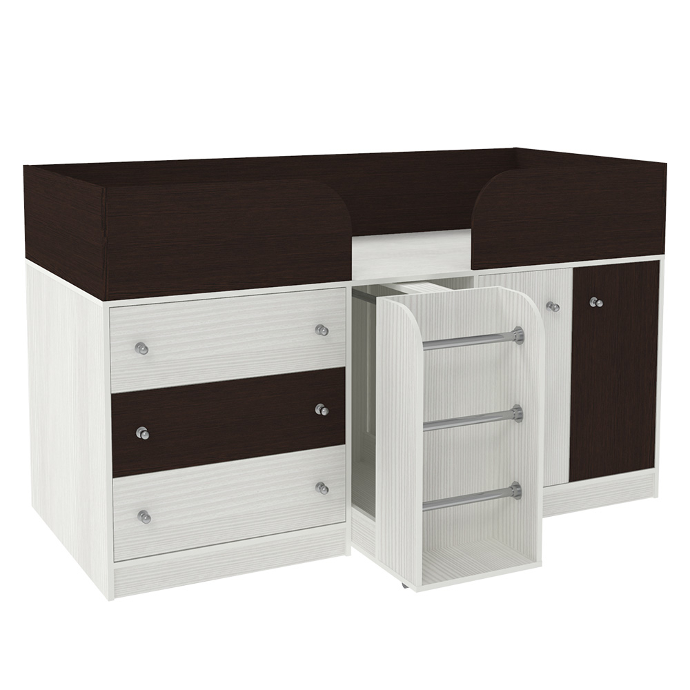 Кровать-чердак КарИВи Малыш 4 Белое Дерево Венге